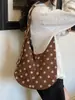 Bolsa tote de bolinhas de nicho estilo coreano transfronteiriça, grande capacidade, vintage, moderna, casual, estilosa, bolsa de ombro para o dia a dia