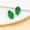 Folhas de Vidro Transparentes Pintadas de Dourado 11x7mm, Folhas Perenes, Contas Soltas Passantes, Acessórios para Joias DIY, Pingentes com Contas