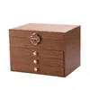 Caja de almacenamiento de joyería de cuatro capas con cerradura, una lujosa caja de joyería de madera retro estilo chino con gran capacidad y cajones