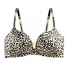 Conjunto Íntimo Original Sexy com Estampa de Leopardo para Mulheres com Seios Pequenos, Suporte Push-Up para Prevenir Queda, Sem Aro, Conjunto de Sutiã Confortável Ajustável