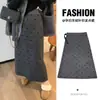 Falda de Maternidad Otoño e Invierno Engrosada Gris de Punto con Lunares Falda Línea A Holgada Adelgazante Falda Larga Sin Soporte para la Barriga