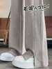 Pantalones Rectos Estrechos Forrados de Felpa para Mujer Primavera Otoño e Invierno Nuevos Pantalones Banana Lana Lana Abertura Pantalones Pierna Ancha Pantalones Casuales
