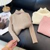 Suéter para niñas, otoño e invierno, nuevo, suave, ceroso, de manga larga, estilo coreano, jersey de punto de cuello alto a la moda, camisa base