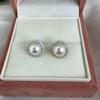 Aretes de Perlas de Agua Dulce de 6-7 mm Plata Esterlina S925 Girasol Plata Esterlina Aretes de Perlas Genuinos Cielo Extremadamente Brillante