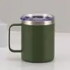 Taza térmica de acero inoxidable 304 transfronteriza, taza con asa portátil, taza de café de doble capa con pulverización de plástico, venta al por mayor personalizada