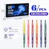 Plumón de pintura facial y corporal UV de doble punta y doble color, plumón de maquillaje colorido party que brilla en la oscuridad, plumón de pintura fluorescente corporal multicolor