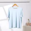 Verano Leche Seda Delgado Ropa de Casa Simple Color Sólido Camiseta de Manga Corta para Mujer Cuello Redondo Comercio Exterior Pijamas al por Mayor