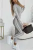 Macacão Feminino Listrado de Manga Curta com Zíper Slim Fit Outono Inverno Comércio Exterior Novo Modelo Transfronteiriço 2026 Independente Branco Preto