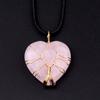 Colgante Árbol de la Vida Amor Cristal Rosa Amatista Verde Dongling Wrap de Amor Seda Árbol de la Vida Collar Suministro Transfronterizo