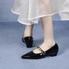 Sapatos Mary Jane de Bico Fino Femininos 2025 Primavera Nova Chegada Fivela de Um Caractere Strass Sapatos de Fada Boca Rasa Simples Elegantes Sapatos Rasteiros