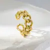 Anillo Abierto de Acero Inoxidable con Diamantes Estilo Minimalista Europeo y Americano, Anillo de Pareja de Acero de Titanio Vintage que No se Desvanece para Mujer Venta al por Mayor