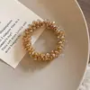 Goma de pelo Retro de Perlas Estilo Coreano, Pulsera Sencilla y Elegante, Diadema de Moda de Doble Uso, Anillo para el Cabello de Cristal, Dulce Accesorio para el Cabello