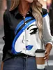 Aliexpress Retrato Artístico Pintura Impressão Digital 3D Moda Cardigã Solto Casual Roupa Feminina Europeia e Americana Camisa