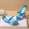 Nuevo Estilo Otoño Zapatos de Princesa con Lentejuelas para Niñas Zapatos de Tacón Alto para Actuación de Baile de Niñas Zapatos Individuales para Niños de Dos Usos