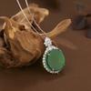 Collar con colgante de plata de ley S925 con calcedonia esmeralda, redondo, sin tarjeta, ideal como regalo para el Día de la Madre.