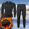 Ropa de fitness para hombre, conjunto de manga larga y pantalón largo con forro polar, alta elasticidad, secado rápido, ropa de entrenamiento para baloncesto y fútbol, ropa térmica