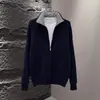 Cárdigan de Punto con Bloques de Color y Solapa Otoño/Invierno 2025 para Hombre, Suéter Casual Simple, Ropa de Abrigo Holgada, Oversize, Top para Hombre