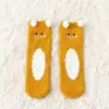 Calcetines nuevos para mujer de otoño e invierno 2021, calcetines de dibujos animados tridimensionales de oso lindo, calcetines de coral para el hogar, calcetines de suelo, calcetines de dormir de terciopelo medio