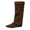 Botas de Caña Alta Estilo Caballero Moda Europea Americana Adelgazantes Versátiles con Tacón Interno Puntiagudas Otoño/Invierno Botas Plegables de Doble Uso