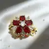 Fecho de Zircônia Banho de Ouro 18K em Cobre Estilo Flor Dupla Fileira Pulseira Colar Fecho com Ponta de Pérola Fabricante de Acessórios para Joias DIY