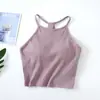 Sujetador de Algodón con Cuello Halter para Mujer con Almohadillas, Camisola Corta que Muestra el Ombligo con Sujetador de Algodón, Tirantes Finos Cortos, Top Tubo y Copa Todo en Uno Básico