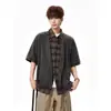 Direto do Fabricante: Camisa de Manga Curta Patchwork Xadrez Falso Duas Peças para Homens e Mulheres, Nova Marca Tendência 2026, Estilo College, Camisa Versátil para Casal