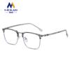 Armação de óculos de moda versátil para homens e mulheres, armação superior de metal retrô, pode ser equipada com lentes planas para miopia e anti-luz azul