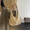Bolsa de lona relaxada com design de nicho, bolsa de ombro com cordão plissado, bolsa transversal de grande capacidade, bolsa de viagem para mulheres