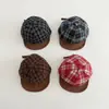 Gorro de Bebé Qiunan Otoño e Invierno Nuevo Gorra Vintage a Cuadros con Pico para Niños y Niñas, Gorra de Béisbol Cálida para Niños