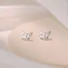 Pendientes de estrella estilo ins de plata de ley S925 para mujer, pendientes gemelos mini simples, accesorios para perforaciones de oreja al por mayor