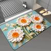 Alfombra de Piso Suave Absorbente Antideslizante de Barro Diatómico de Flor Tridimensional 3D para Baño, Entrada de Casa, Puerta de Entrada, Alfombra de Piso, Tapete para Pies Resistente a la Suciedad