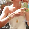 Colar de Pedra Gema Limão Dourado Siciliano com Pingente de Design Exquisito e Versátil, Colar Longo Único e Simples