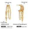 Pendientes de acero de titanio Wanxing europeos y americanos, sensación de lujo ligero y alta gama, clips para orejas de borla de circón para mujer, pendientes de acero inoxidable que no se decoloran al por mayor