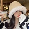 Gorro de invierno para mujer, nuevo gorro de pescador cálido de felpa, estilo coreano, con protección para las orejas, estilo jersey Lei Feng, para estudiantes, para viajes y lavabos.
