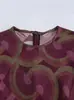 ZA comércio exterior estilo europeu e americano feminino novo temperamento estampa textura de seda versátil elegante vestido midi vestido de manga comprida