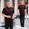 Playera de Manga Corta de Seda de Hielo para Hombre Verano Mediana Edad y Ancianos Traje Deportivo para Hombre Moda Solapa Suelta Casual Verano Delgada de Papá