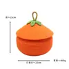 Cesta de armazenamento feita de corda de algodão, pequena caixa de armazenamento em formato de caqui com tampa, cesta de presente com tema de caqui para o Festival do Meio Outono