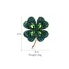 Broche Trevo de Quatro Folhas da Sorte Planta Liga Strass Moda Pin Roupa Casaco Pequeno Acessórios Femininos
