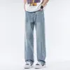 Ropa para Hombre Fengshe / Jeans de Cáñamo y Lyocell para Primavera para Hombre, Marca de Moda, Corte Delgado, Pierna Recta, Holgado, Caída, Tallas Grandes, Cintura Media