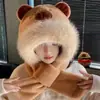 Nuevo Set de Dos Piezas Bufanda Sombrero de Oso Capibala Invierno Cortavientos Cálido Sombrero Relleno Bufanda