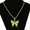 Collar de cadena de garra de diamante completo mariposa europea y americana elegante de una sola capa joyería con colgante de accesorios para mujer simple todo-partido