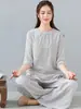 Traje Zen Casual Holgado de Algodón y Lino Estilo Chino Retro Nuevo de Verano Traje de Té de Meditación de Temperamento Traje de Tai Chi Traje de Yoga