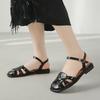 Sandalias Planas Augu Shiden para Mujer 2026 Verano Nuevas Sandalias Romanas Tejidas de Punta Cerrada con Tacón Grueso Zapatos de Playa Modernos