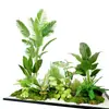 Combinação de Paisagismo com Plantas Artificiais Internas para Vitrines de Shopping Centers, Plantas Verdes Falsas, Paisagem Decorativa Suave, Palmeira Areca, Palmeira Viajante, Bonsai Tropical