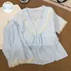 Ropa de casa estilo princesa talla grande con sujetador incorporado, pijama de cuello en V con ribete de encaje para mujer, se puede usar en el exterior, hermanas de talla grande