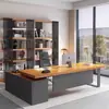 Mesa de escritório executiva em madeira maciça, mesa grande com armário lateral, mesa simples moderna para gerente geral, móveis, designer, mesa para computador