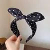 Orejas de Conejo de Lunares Diadema Dulce de Tela Nueva Diadema Coreana para el Cabello Diadema Ancha Simple con Borde para Mujeres