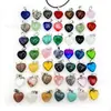 Venta Caliente Transfronteriza Colgante en Forma de Corazón de 16 mm Piedra de Cristal Rosa Natural Colgante de Corazón Accesorios para Collar de Corazón de Melocotón DIY