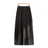 Pantalones Casuales Versátiles Rectos Sueltos de Cintura Alta para Mujer Otoño Invierno Pierna Ancha Largos Color Sólido Caída Favorecedores Adelgazantes Commute Simples