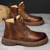 Botas Martin Transfronteiriças Masculinas Outono e Inverno 2024 Novas Versáteis Retro Estilo Britânico Masculino Casual Faixa Média Workwear Botas de Cano Curto